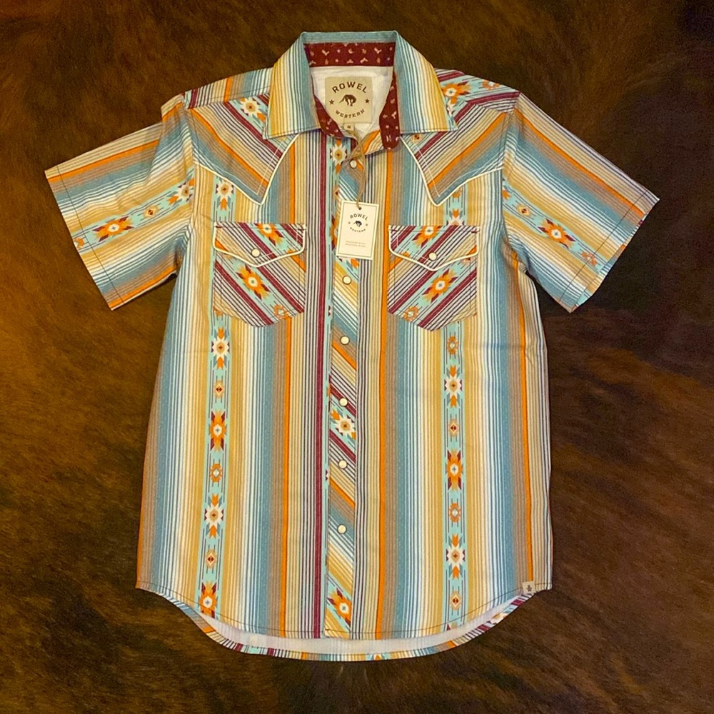 M Agave Stripe Short Sleeve Performance Western Shirt